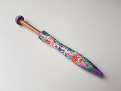 Ergonomical Wooden Lacemaking Bobbin Made in Beech Hand Painted Lilac
