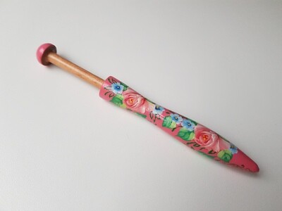 Ergonomical Wooden Lacemaking Bobbin Made in Beech Hand Painted Pink