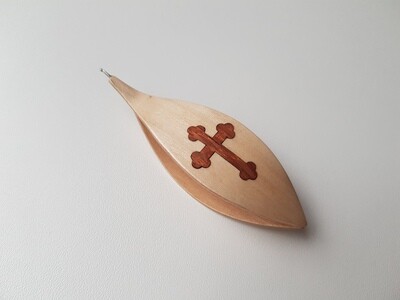 Tatting Shuttle With Hook Maple Lacewood Cross Inlay