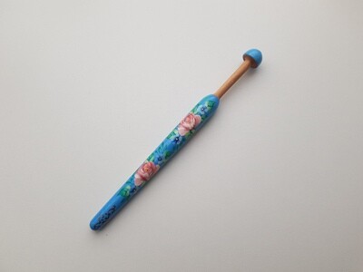Straight Lacemaking Bobbin Beech Hand Made Painted SKY BLUE