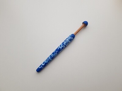 Straight Lacemaking Bobbin Beech Hand Made Painted BLUE GZHEL