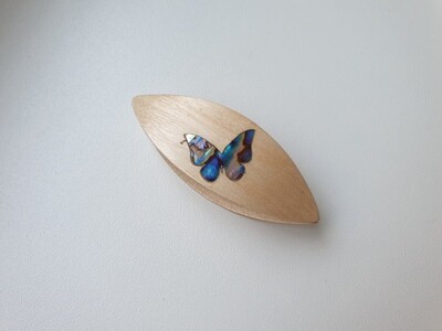 Tatting Shuttle Maple Mother-of-Pearl Butterfly Inlay