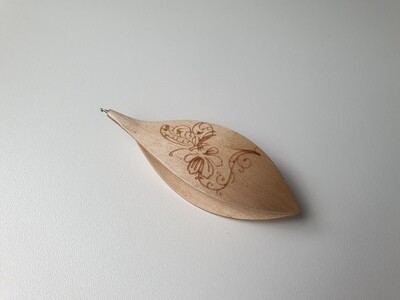 Tatting Shuttle With Hook Maple Butterfly And Flower Engraving