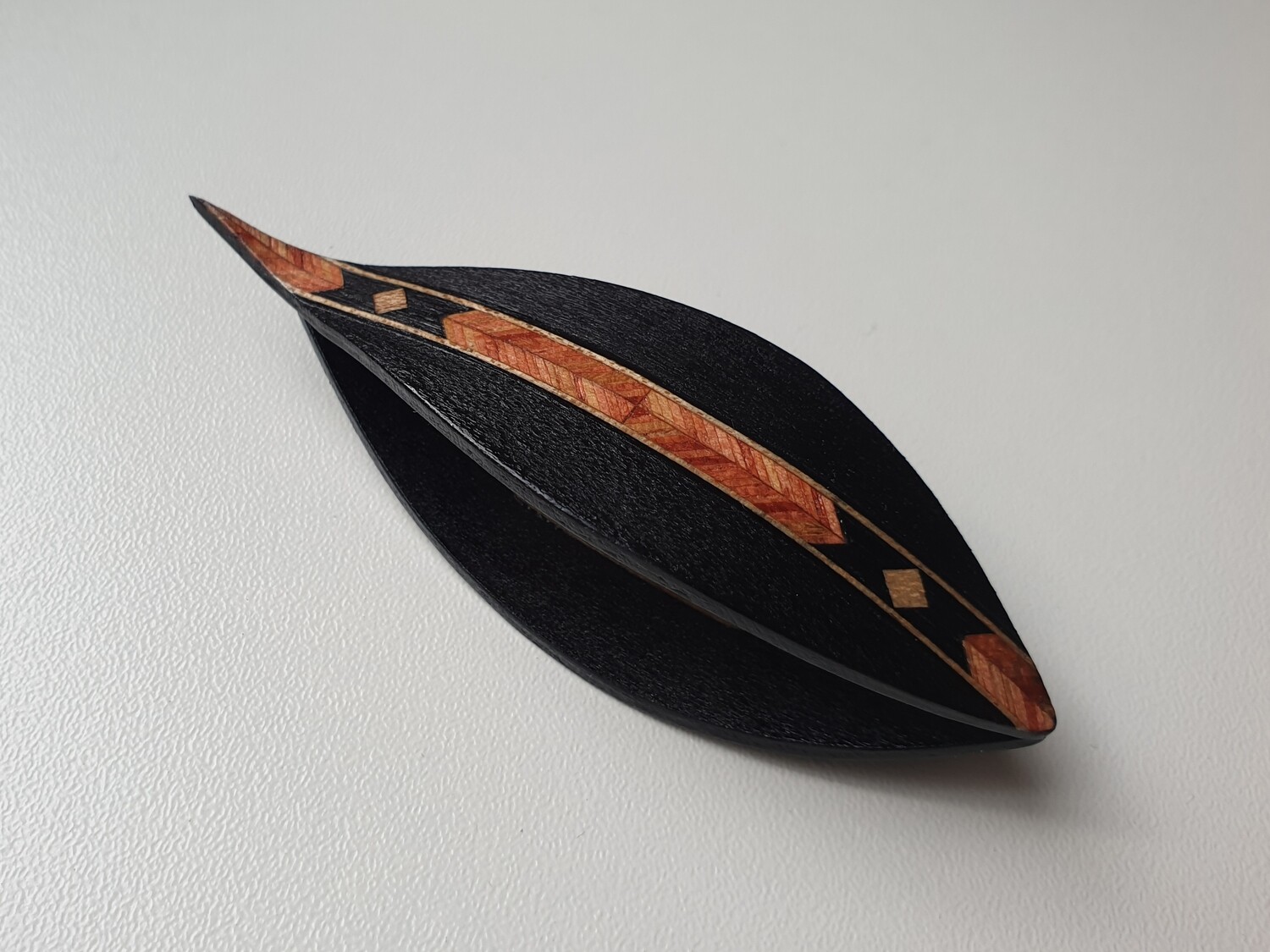 Tatting Shuttle With Pick Black Wood Marquetry