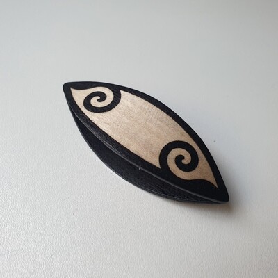 Tatting Shuttle Black Wood With Maple Inlay