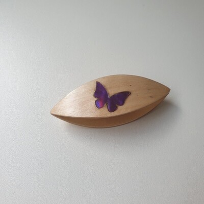 Tatting Shuttle Maple Purple Mother-of-Pearl Inlay