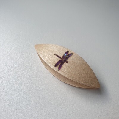 Tatting Shuttle Maple Purple Mother-of-Pearl Inlay Dragonfly