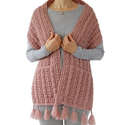 CROCHET PATTERN: Cable Pocket Shawl
