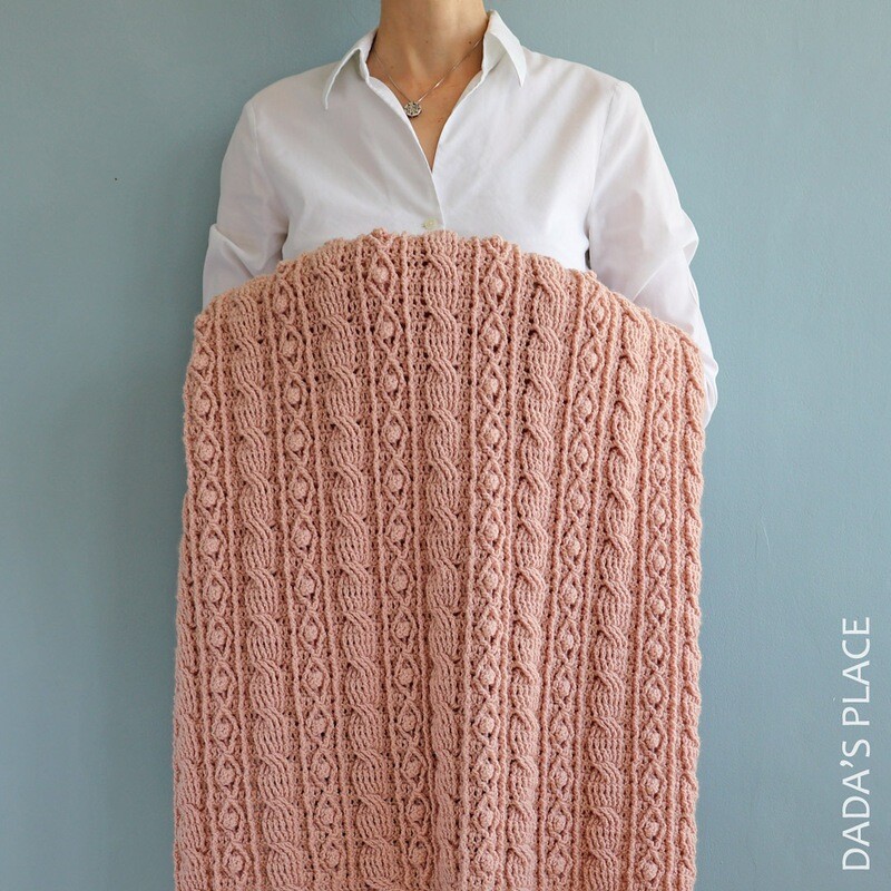 CROCHET PATTERN: Irina Blanket with Cables