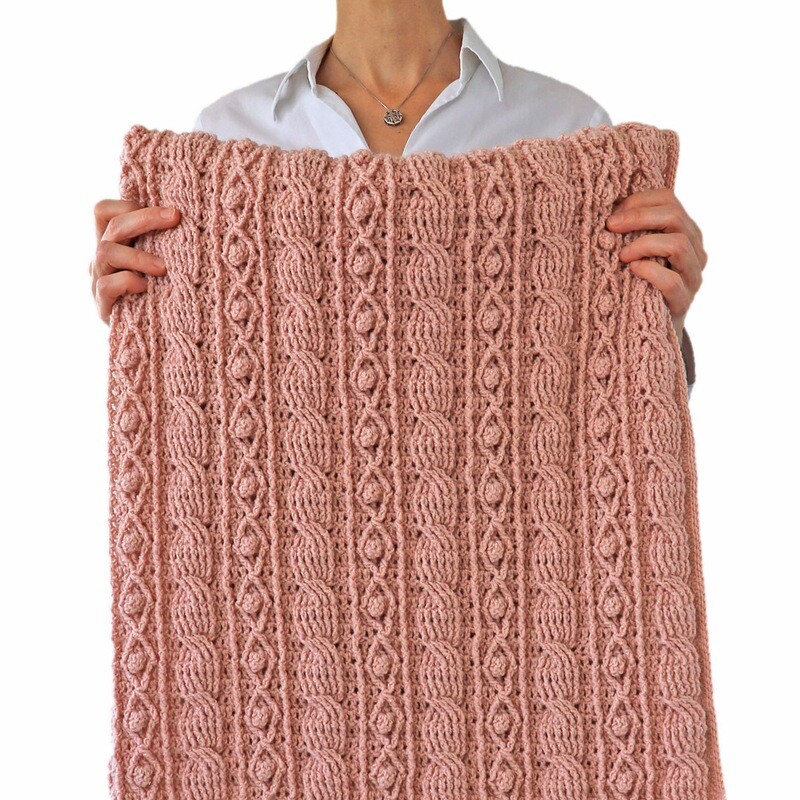 CROCHET PATTERN: Irina Blanket with Cables