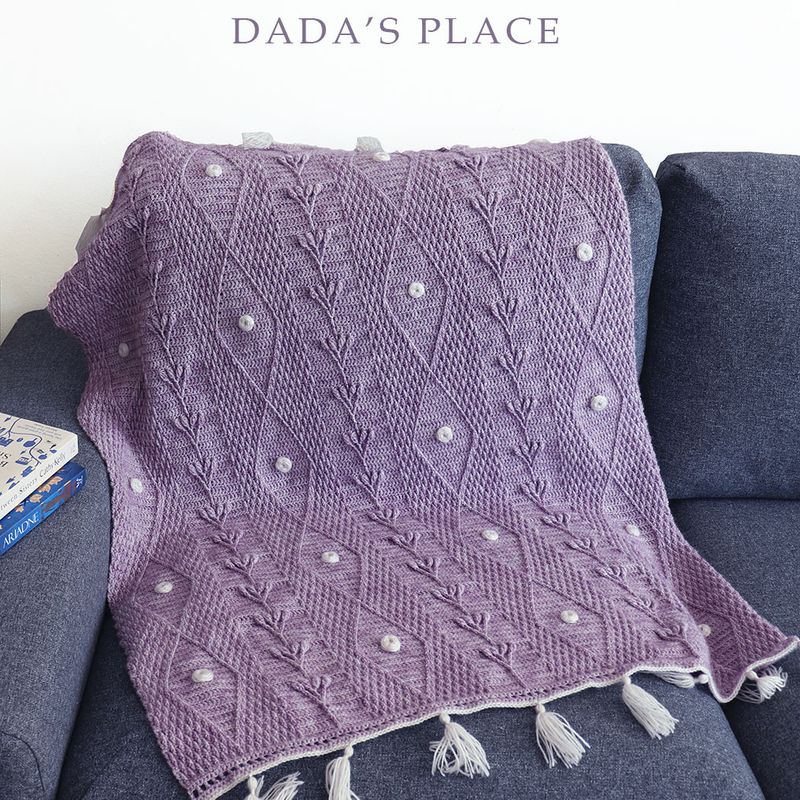 CROCHET PDF PATTERN: Yumi blanket with embroidered flowers
