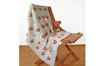 CROCHET PATTERN: Vintage Teddy Bear Baby Blanket