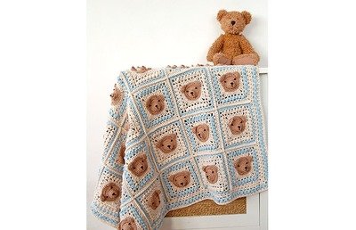 CROCHET PATTERN: Vintage Teddy Bear Baby Blanket