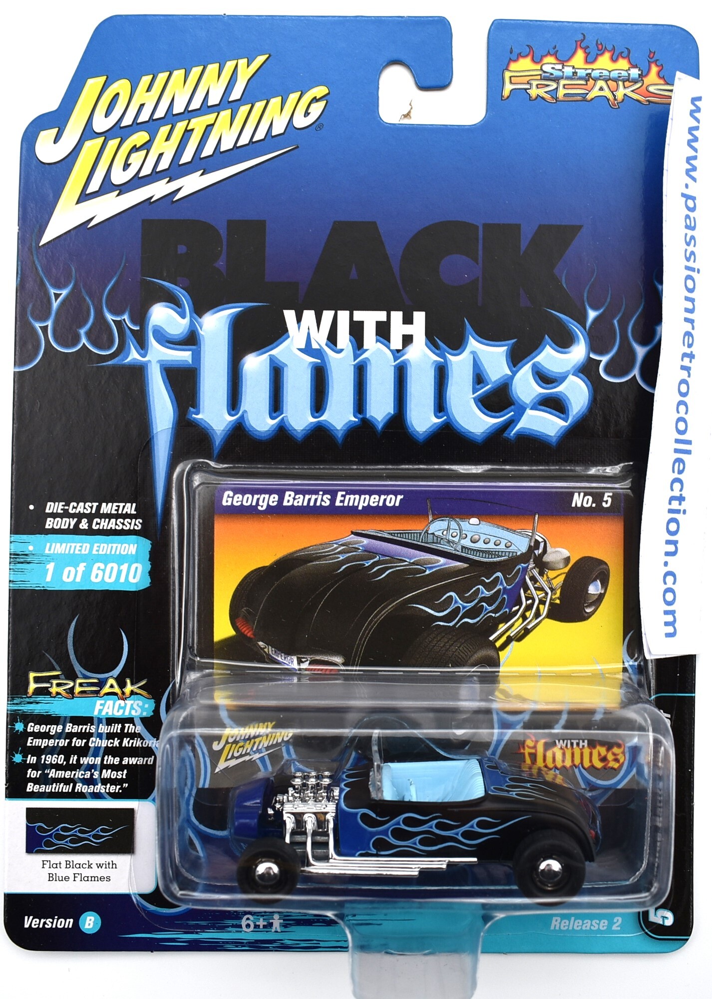 Johnny Lightning Black With Flames Hot Rod George Barris Emperor
