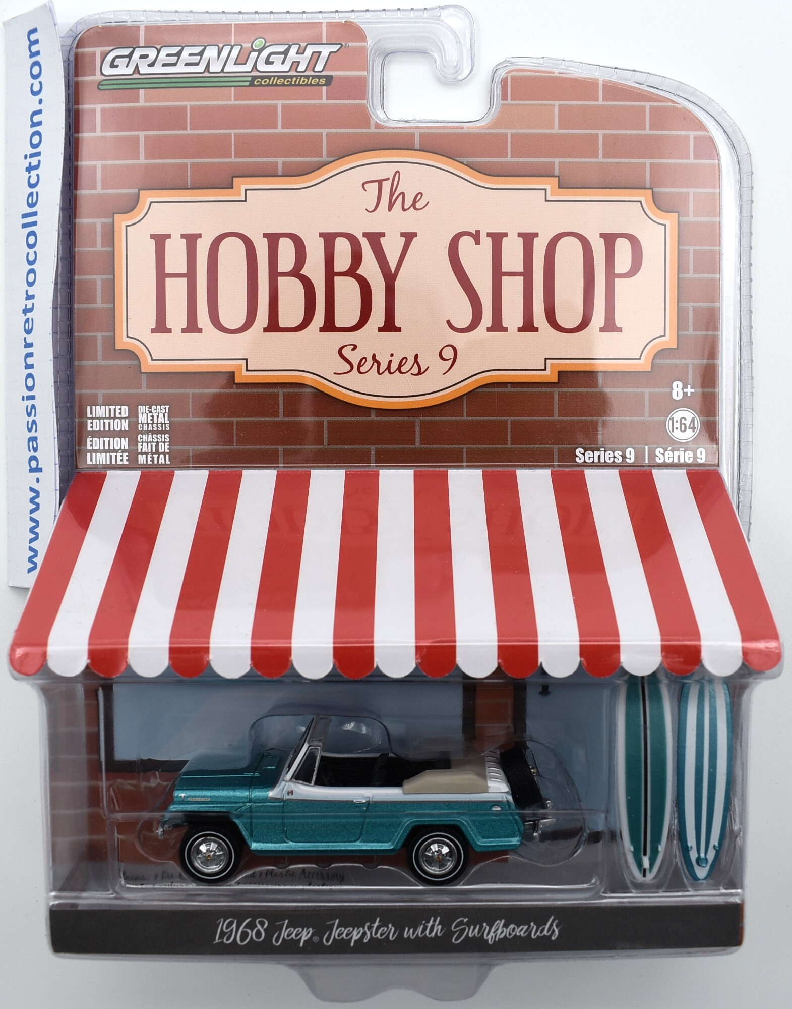 Greenlight The Hobby Shop Jeep Jeepster 1968 With Surfboards