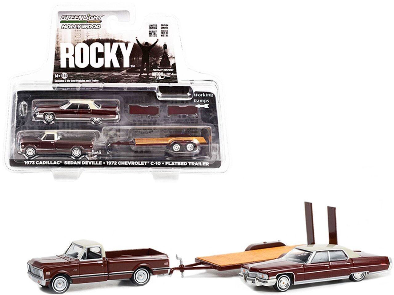Greenlight Rocky Cadillac Sedan Deville 1973 & Chevrolet C10 1972