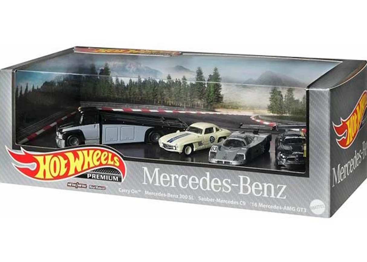 Hotwheels Prenium Mercedes Benz 300 SL & Carry On & Sauber Mercedes C9 & Mercedes AMG GT3 2016