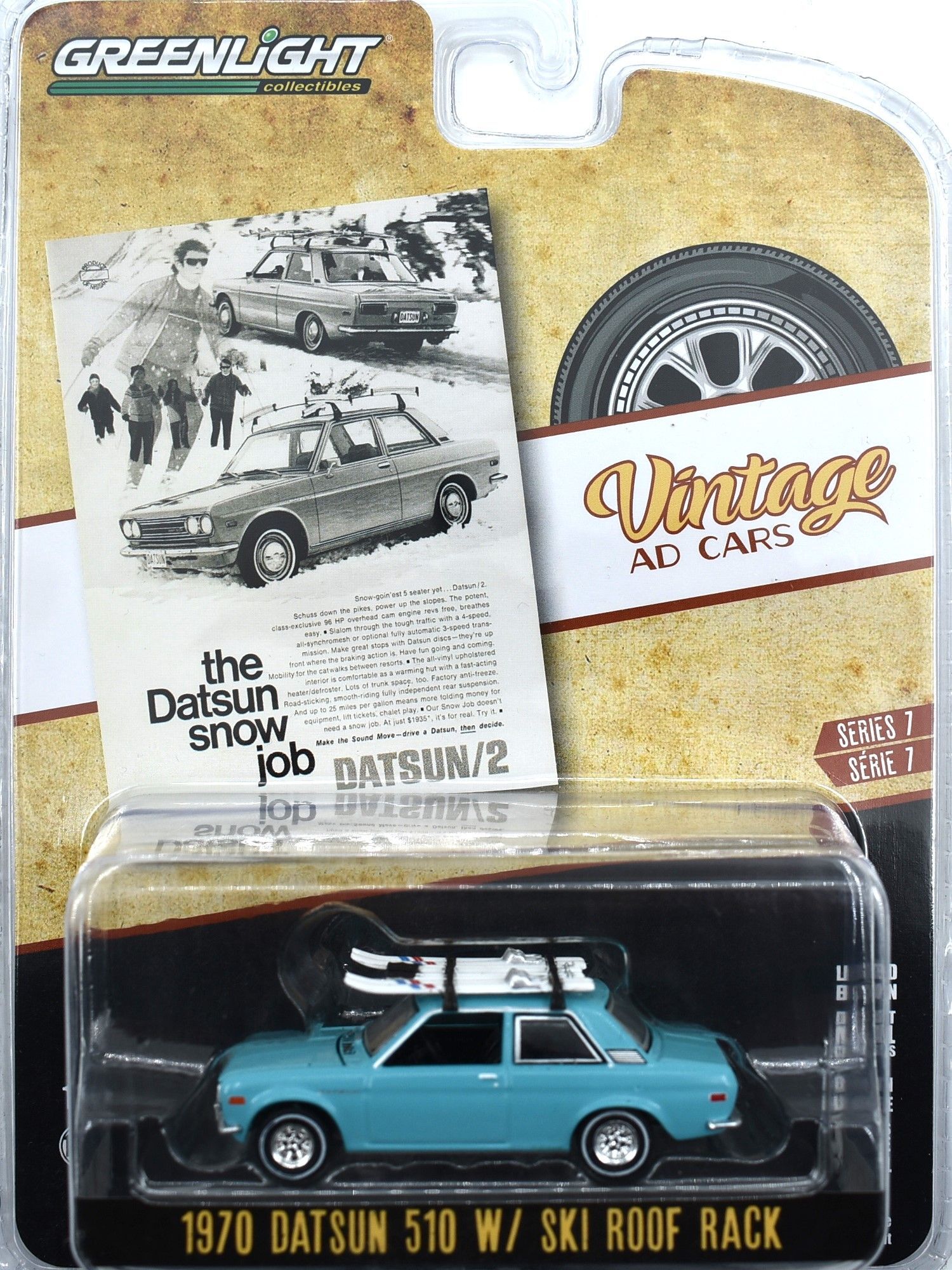 Greenlight Vintage AD Cars Datsun 510 W Ski Roof Rack 1970