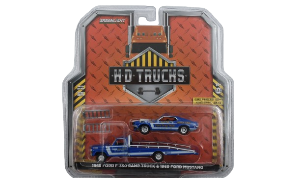 Greenlight HD Trucks Ford F350 Ramp Truck 1969 & Ford Mustang 1969