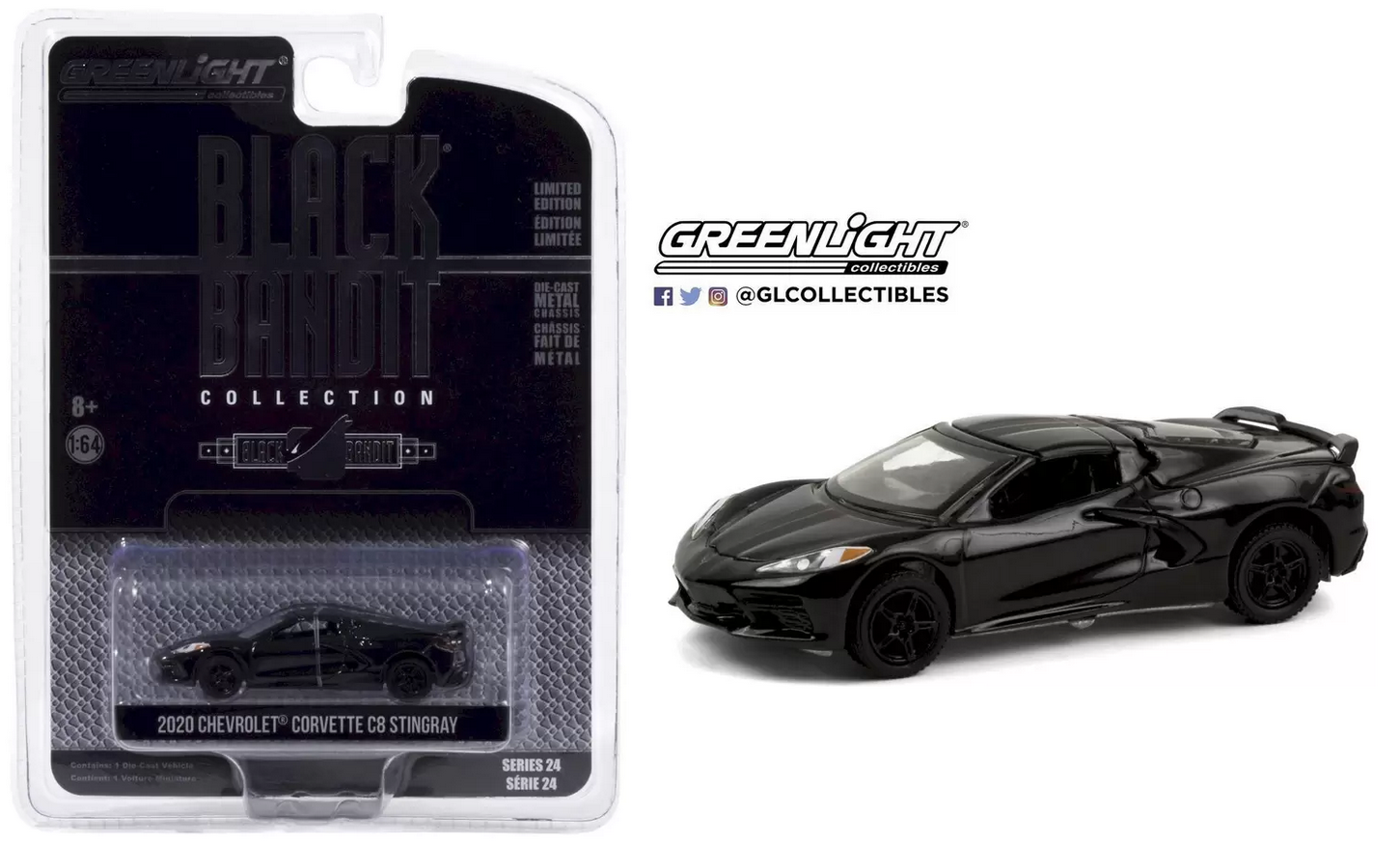 Greenlight Black Bandit Chevrolet Corvette C8 Stingray 2020 Greenlight Black Bandit Chevrolet Corvette C8 Stingray 2020