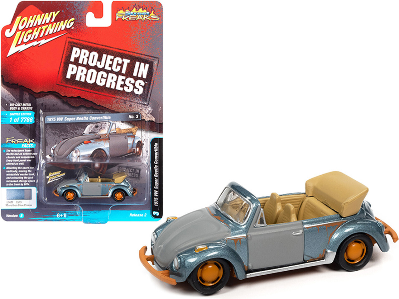 Johnny Lightning Project In Progress Volkswagen Super Beetle Convertible 1975 Johnny Lightning Project In Progress Volkswagen Super Beetle Convertible 1975