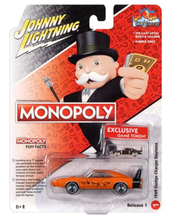 Johnny Lightning Monopoly Dodge Charger Daytona 1969 Johnny Lightning Monopoly Dodge Charger Daytona 1969