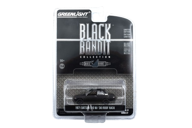 Greenlight Black Bandit Datsun 510 W Ski Roof Rack 1971 Greenlight Black Bandit Datsun 510 W Ski Roof Rack 1971