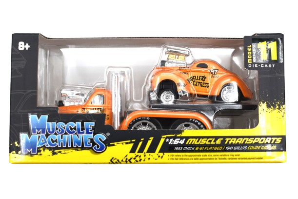 Muscle Machines 11 Mack B61 Flatbed 1953 & Willys Coupe Gasser 1941