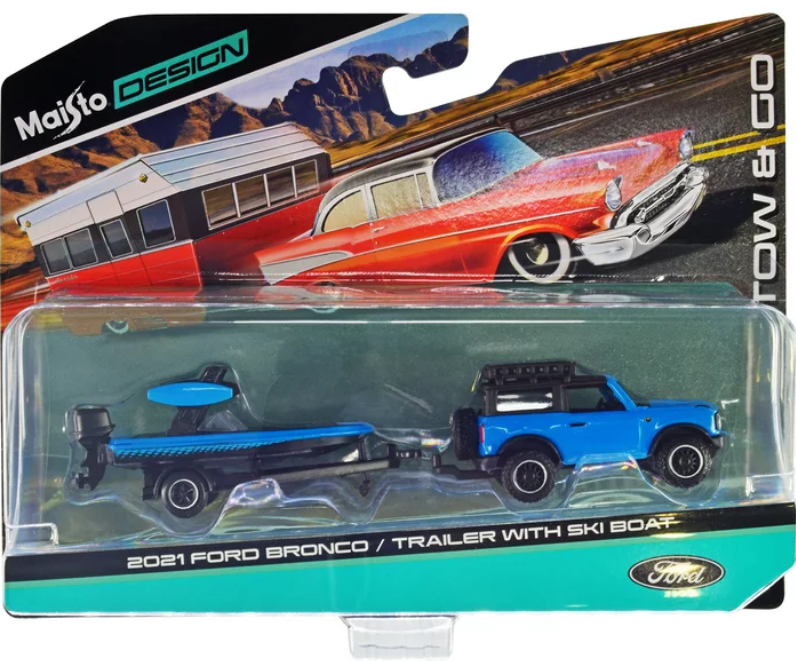 Maisto Ford Bronco 2021 & Trailer With Ski Boat