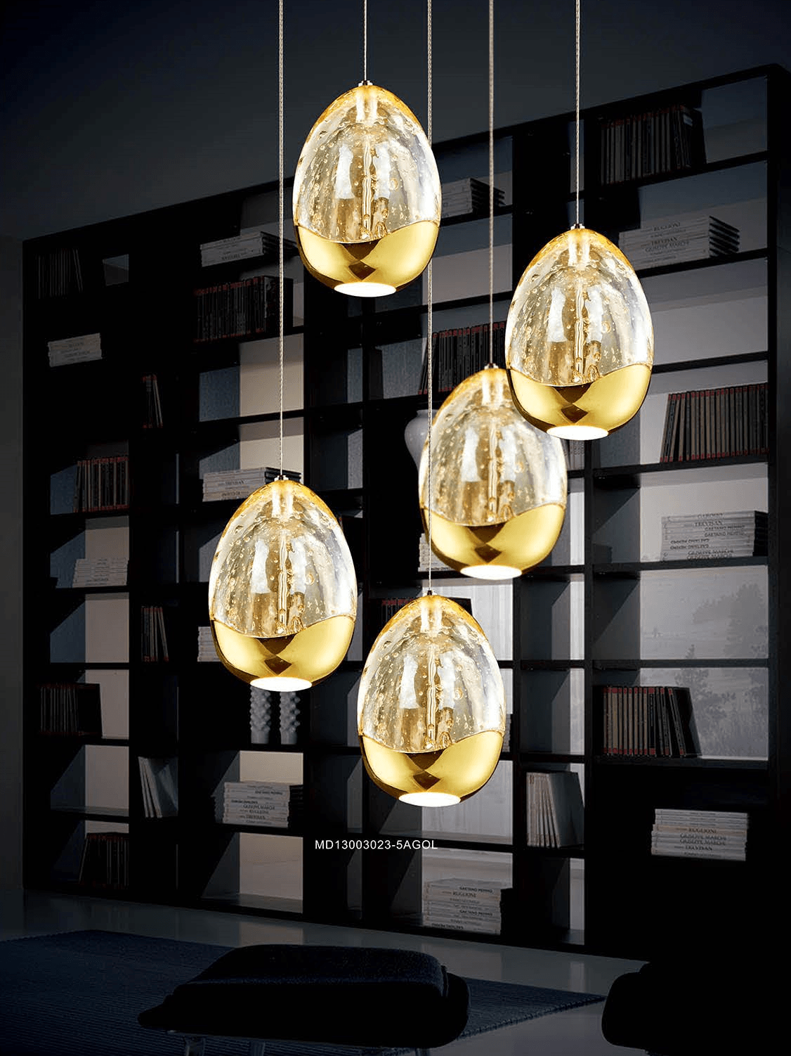 GOLDEN EGG SOSPENSIONE 5 LUCI - ILLUMINATI