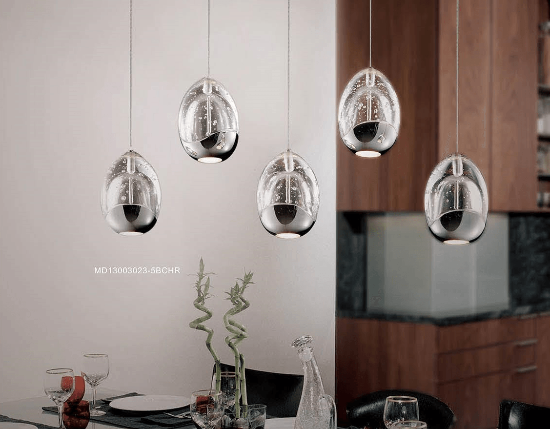 GOLDEN EGG SOSPENSIONE 5 LUCI - ILLUMINATI