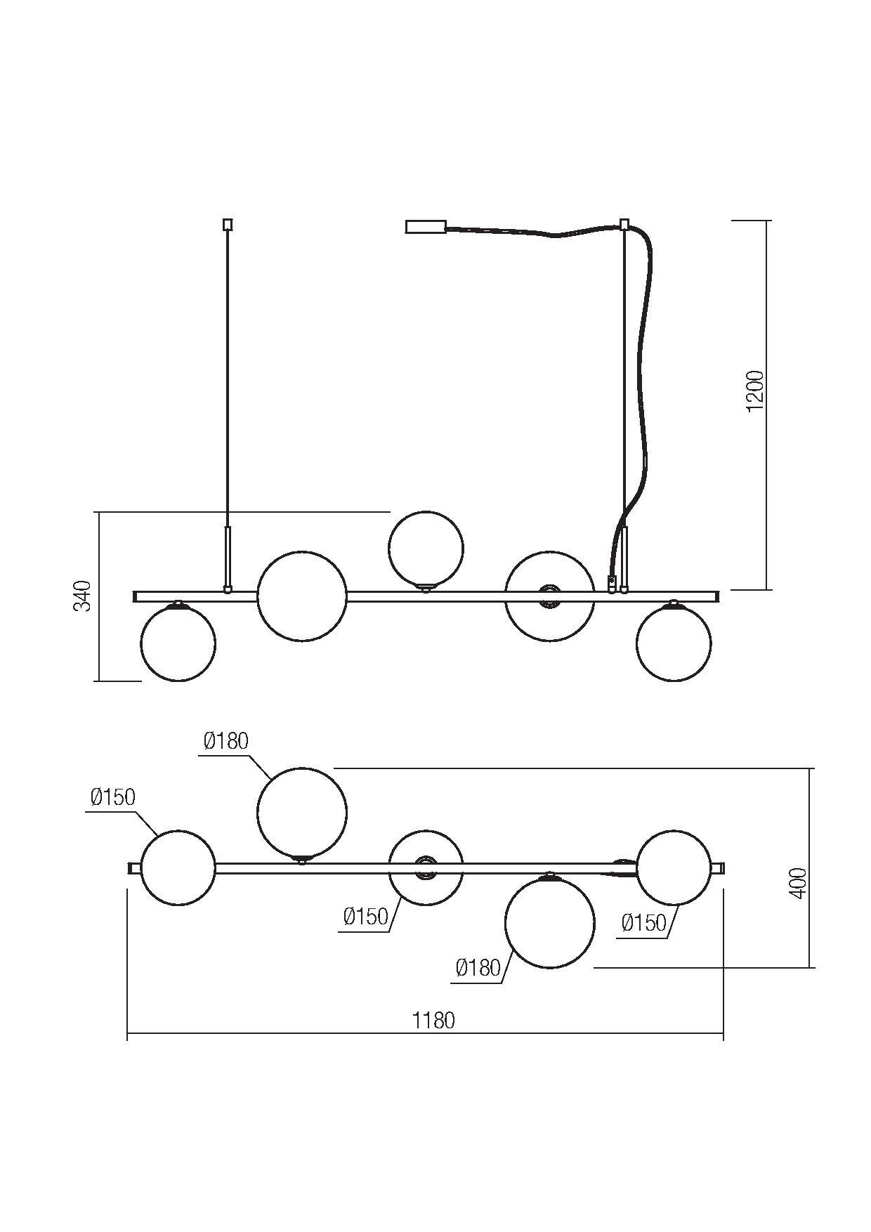 ROY SOSPENSIONE 5 LUCI - REDO GROUP