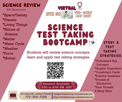 5th Gr Science Testing Bootcamp- Fl. State Assessment Review &amp; Test Taking Strategies (Feb-May 2027-Virtual Sessions)