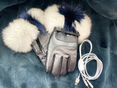 Gants chauffants USB garnie de fourrure