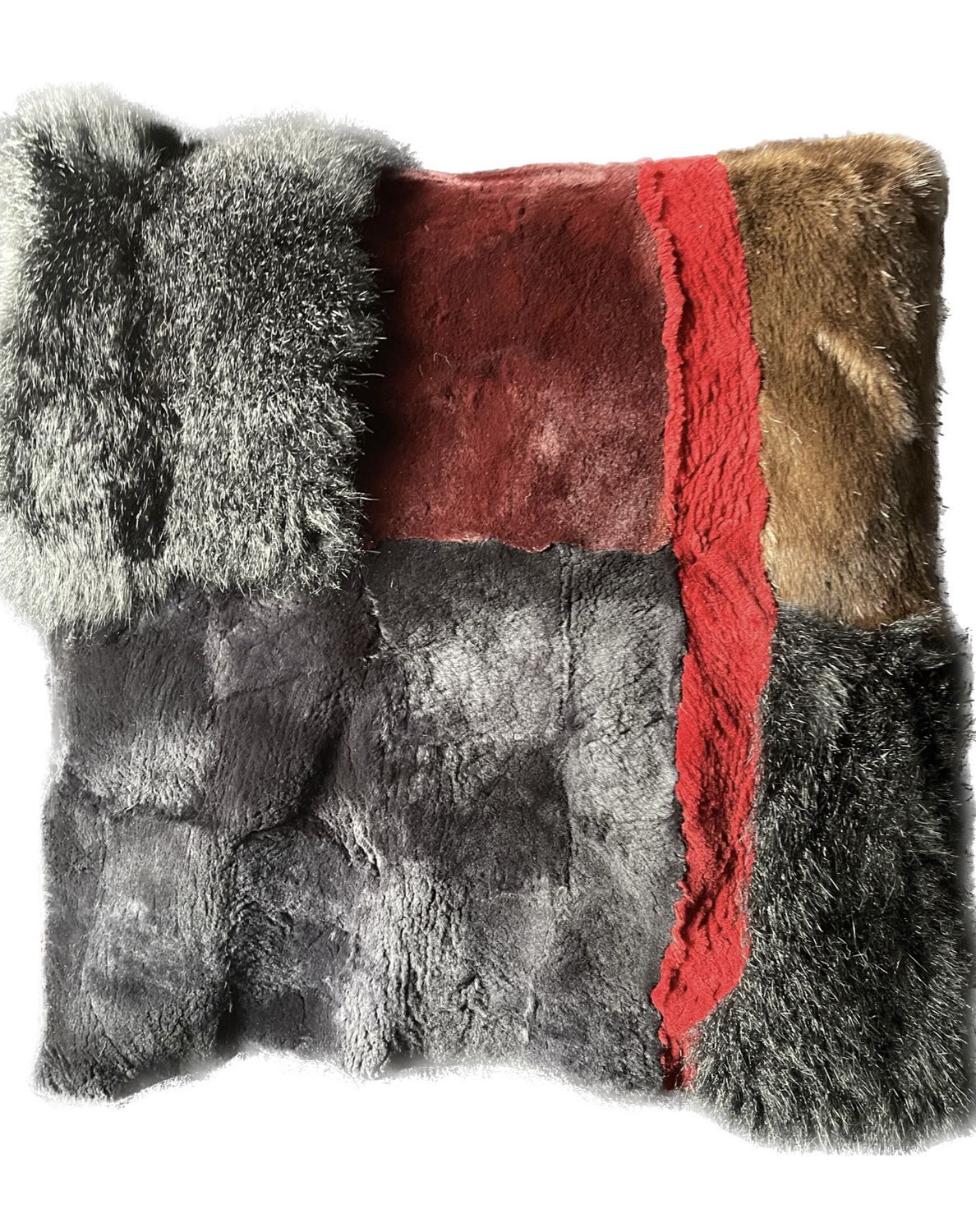Coussin en fourrure mixte