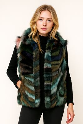 Veste en renard patchwork