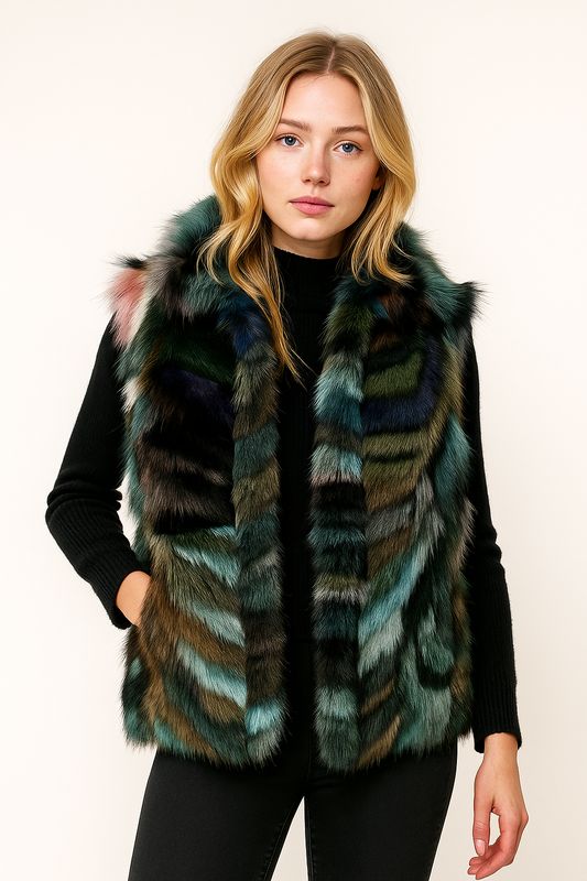 Veste en renard patchwork