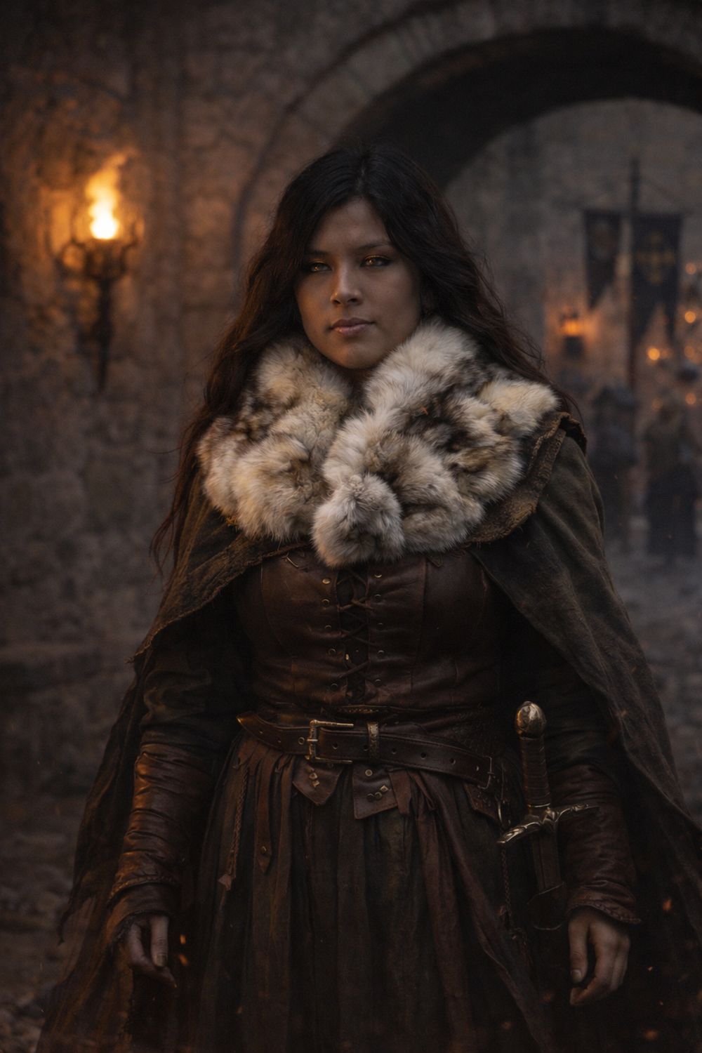 Collar en fourrure de renard bleu