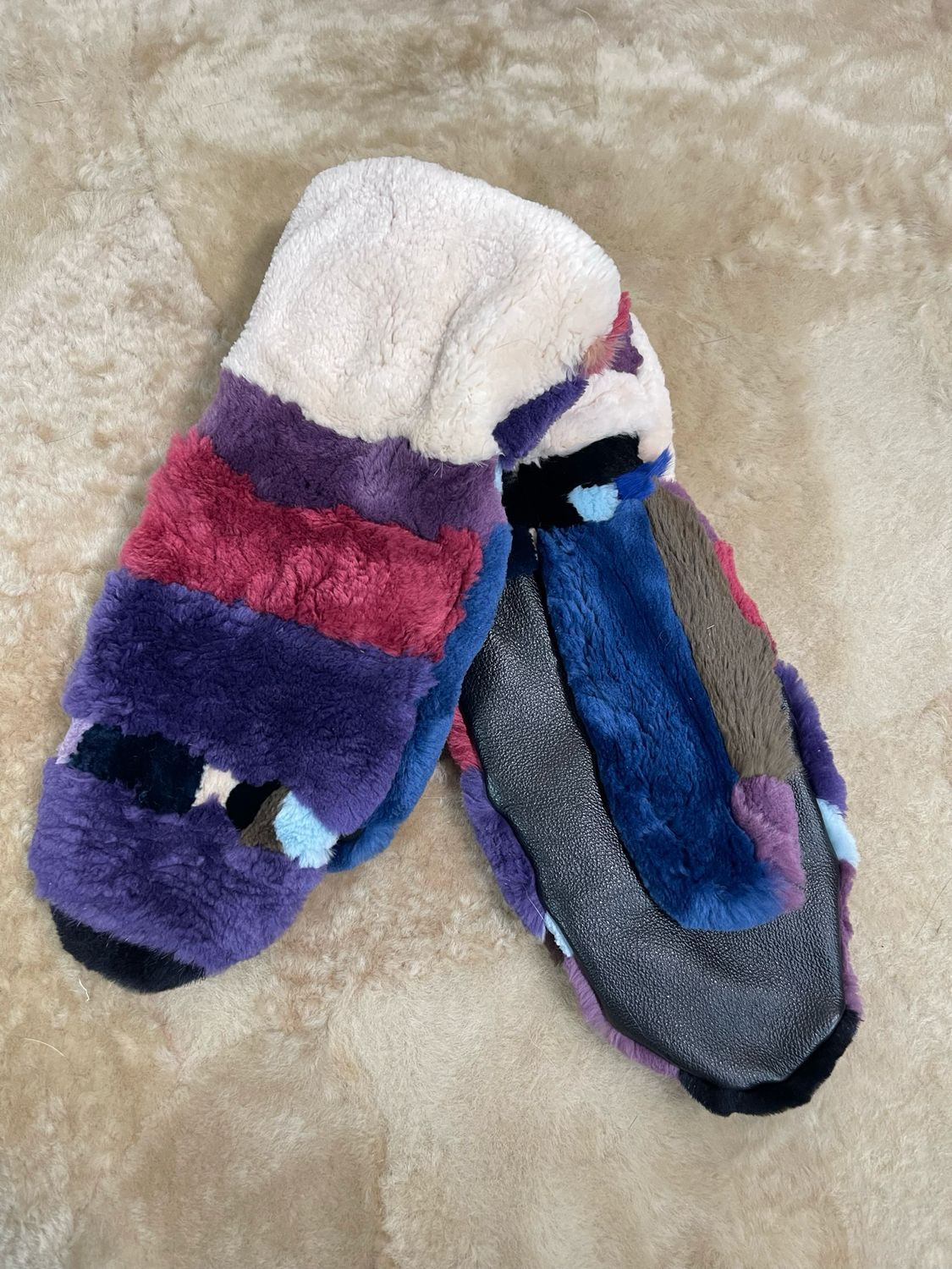 Mitaines ville en fourrure recyclée intérieur en polar