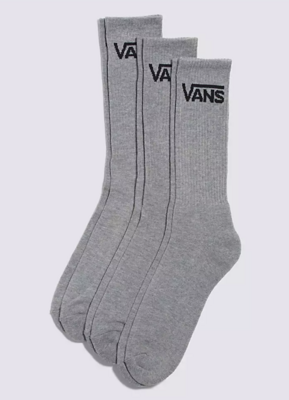 Vans 3 Pack Crew Socks Grey 9.5-13