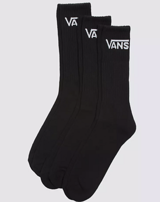 Vans 3 Pack Crew Socks Black 6.5-9