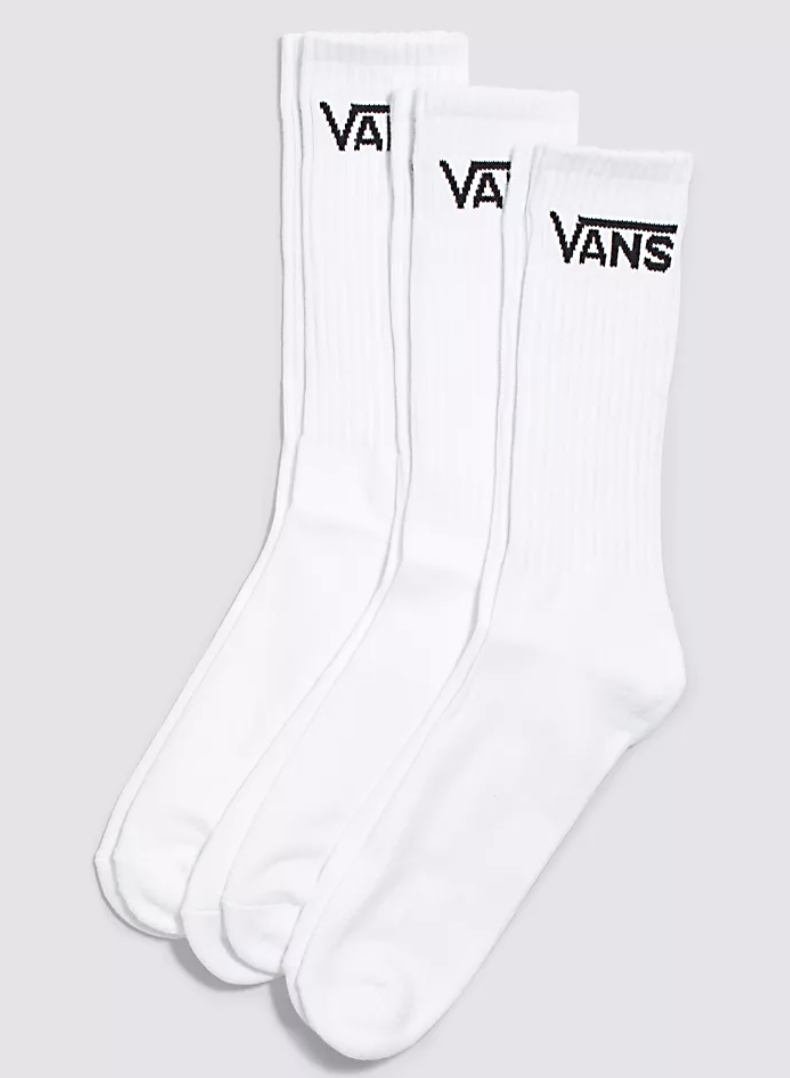 Vans 3 Pack Crew Socks White 6.5-9