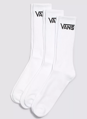 Vans 3 Pack Crew Socks White 6.5-9