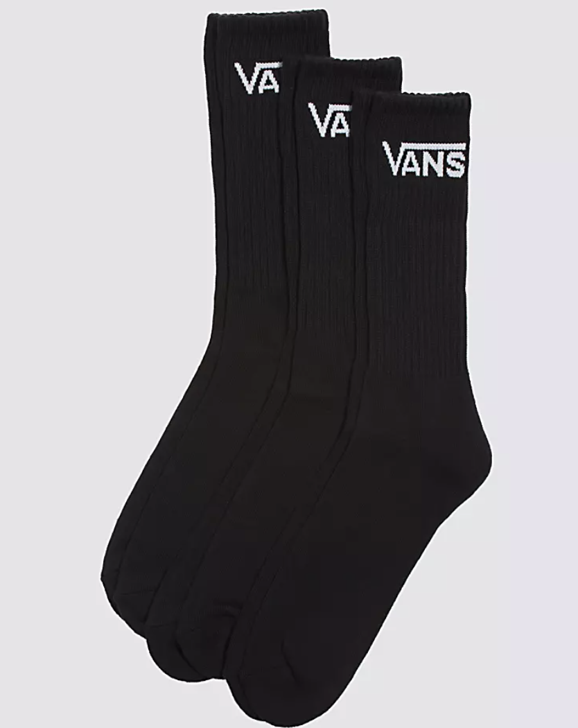 Vans 3 Pack Crew Socks Black 9.5-13