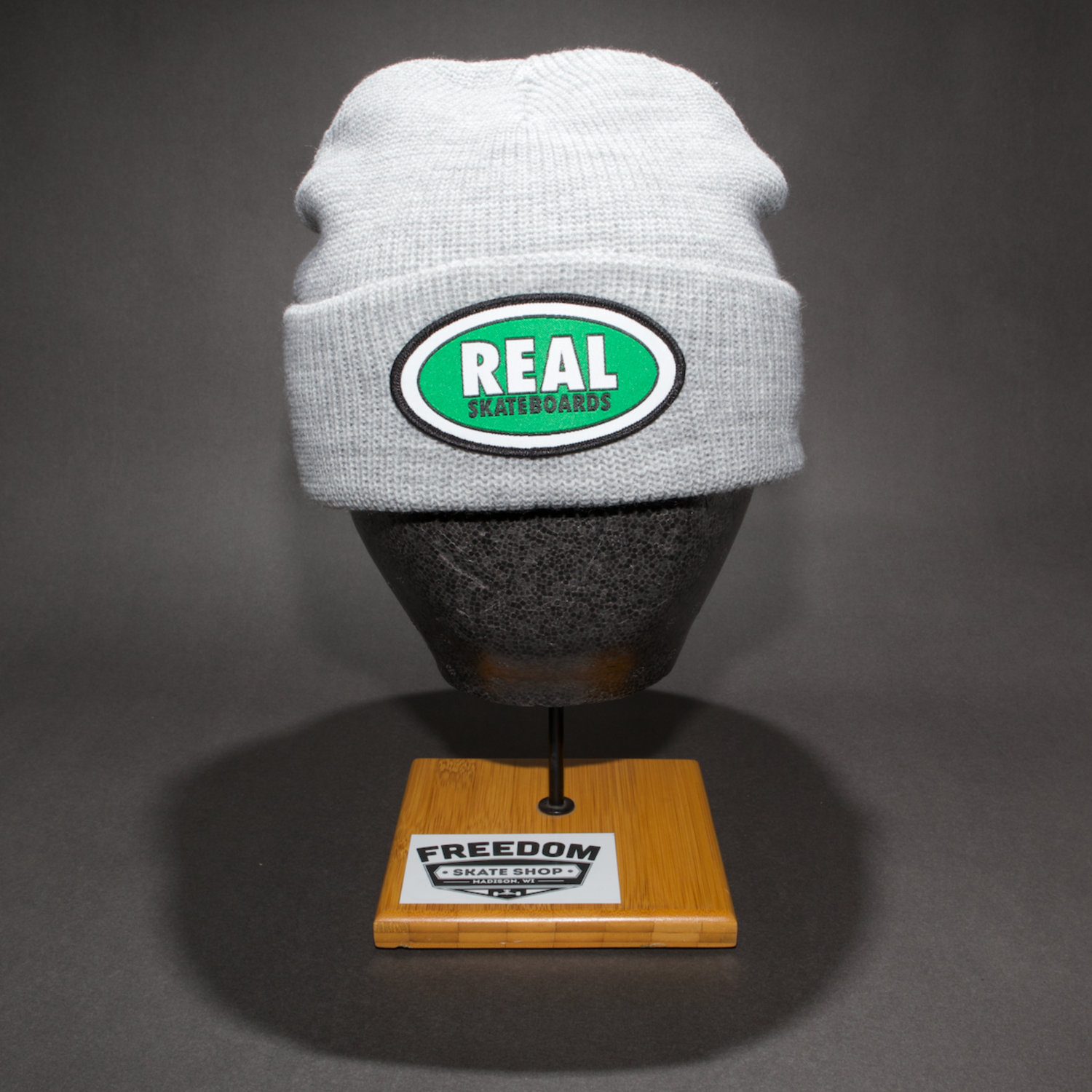 Real Oval Cuff Beanie Heather Green
