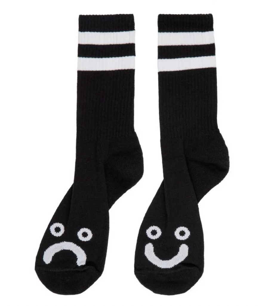 Polar Rib Socks Long Happy Sad Black 7-9