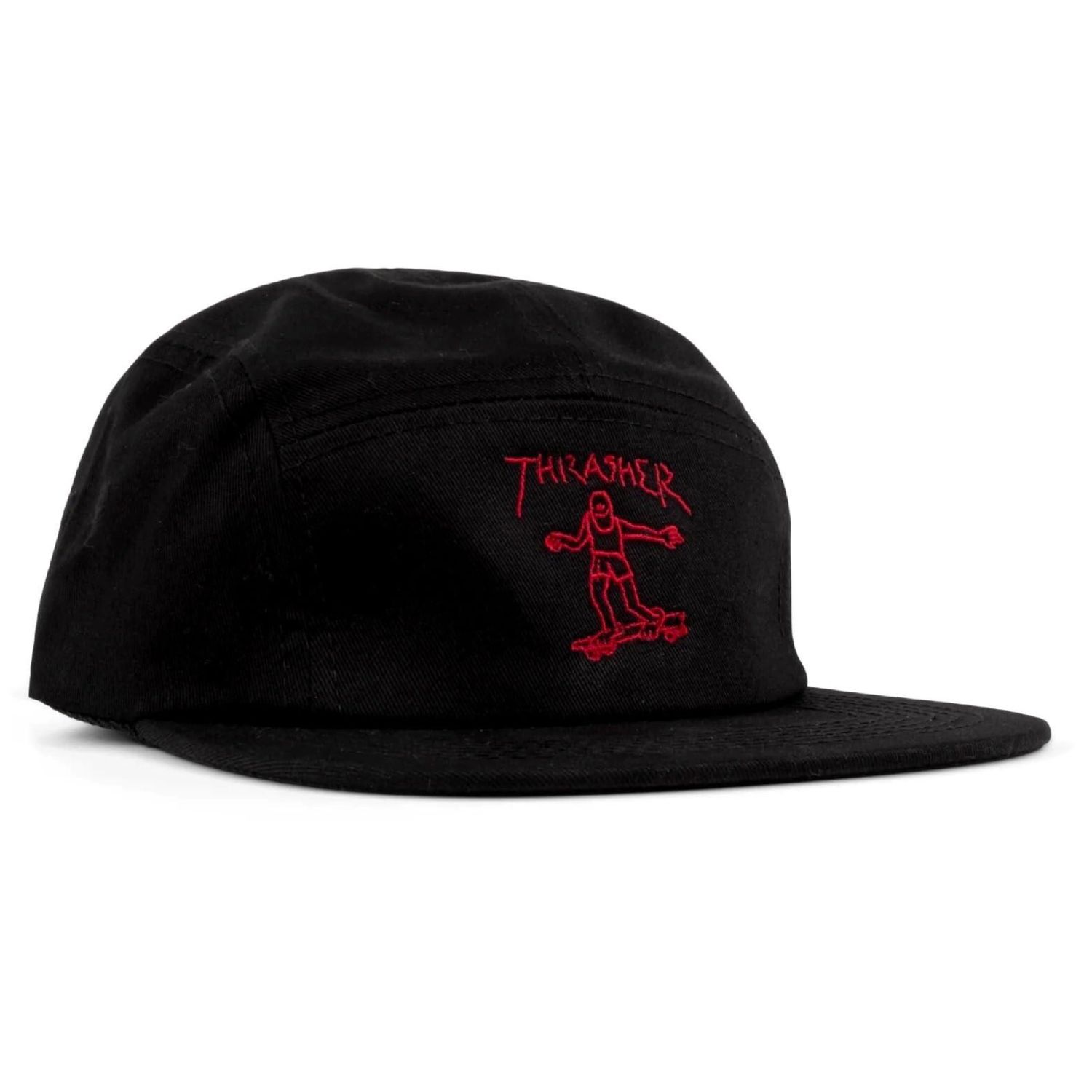 Thrasher Skateboard Magazine 5 Panel Strapback Camp Hat Gonz Skate Hat, Black