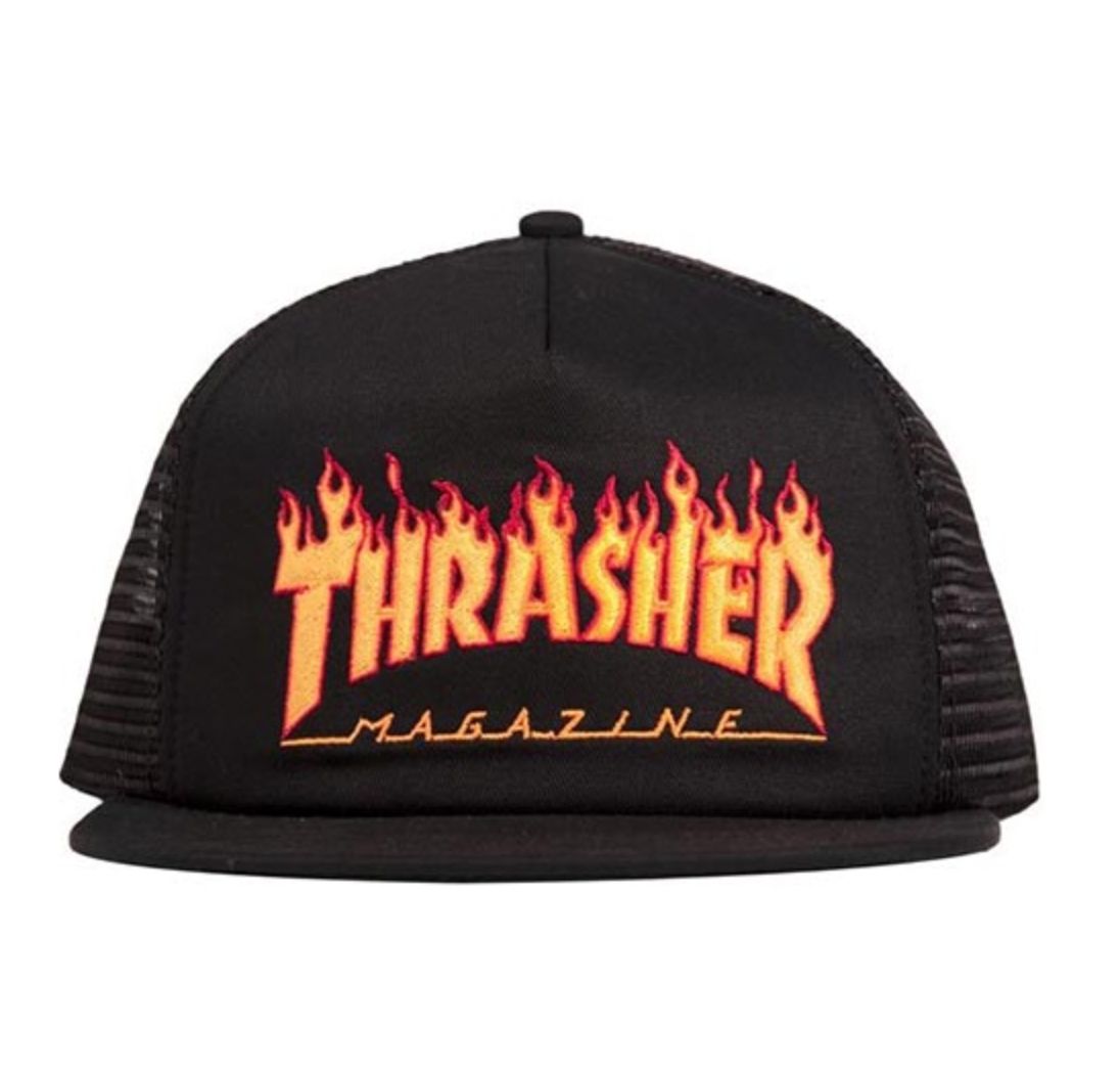Thrasher Embroidered Flame Logo Mesh Cap Black