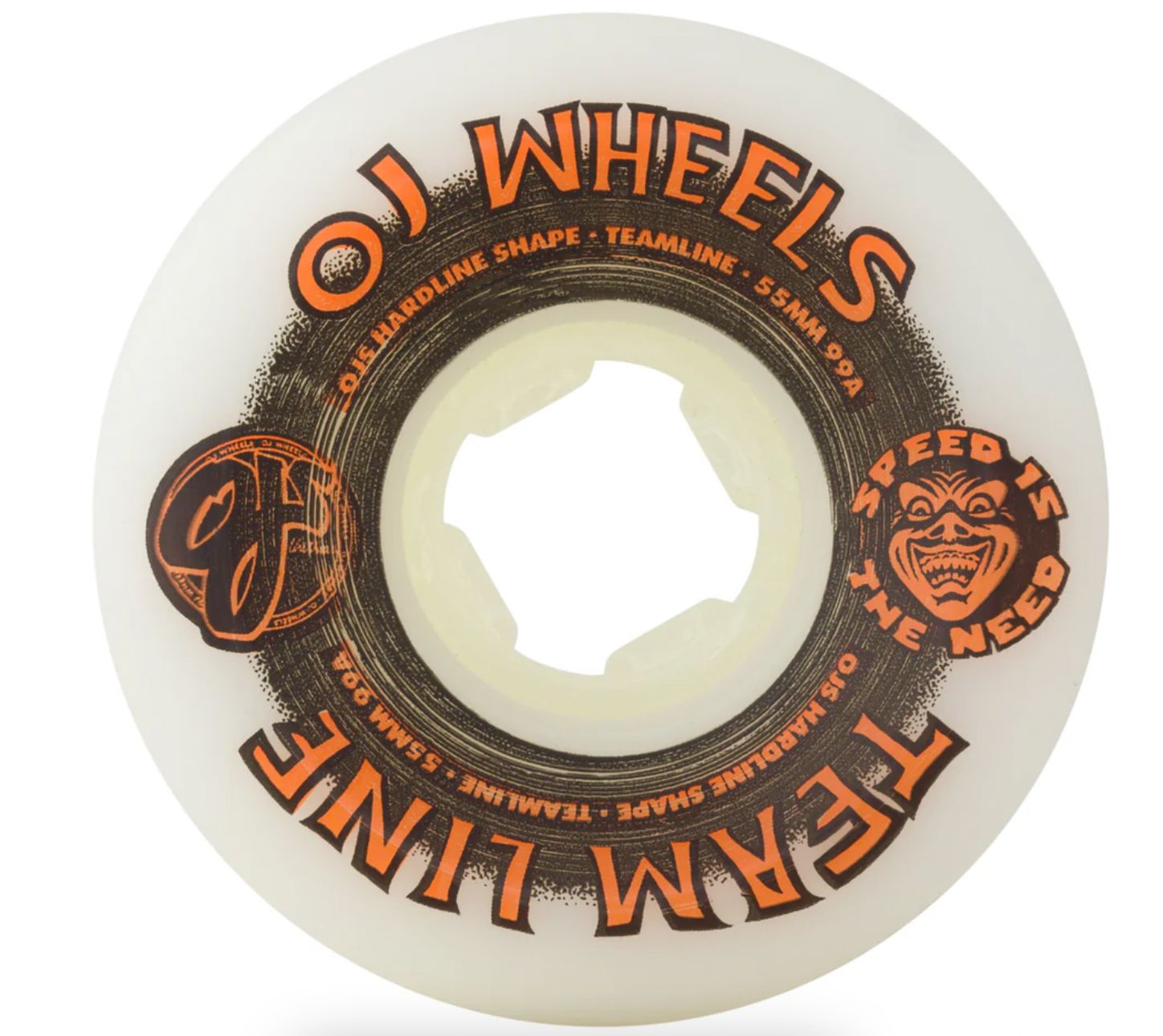 OJ Wheels 55mm Team Line Original White Black/Orange Hardline 99a