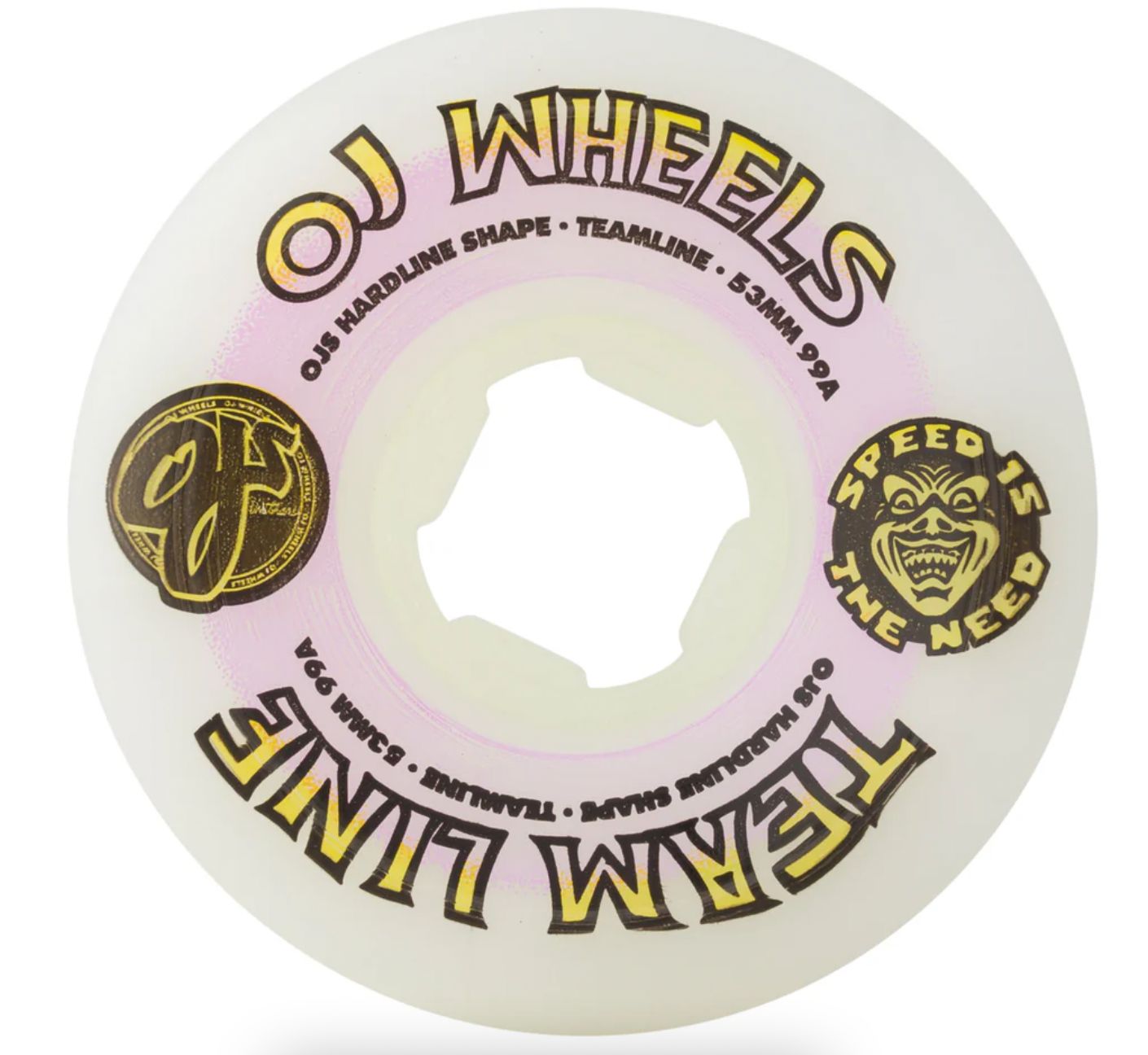 OJ Wheels 53mm Team Line Original White Purple/Yellow Hardline 99a